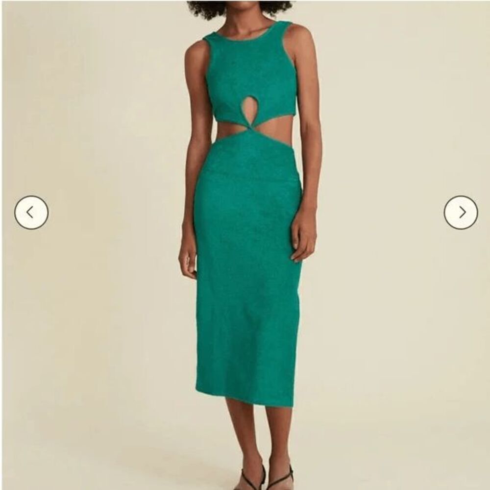 For Days Green Big Sur Cut-Out Terry Cloth Organic Cotton Dress Size XXL